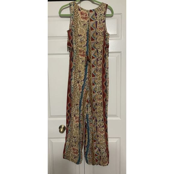 Vintage Clues Collection Boho Hippie Peasant Ethnic Beaded Trim Jumpsuit 6 - Picture 6 of 9